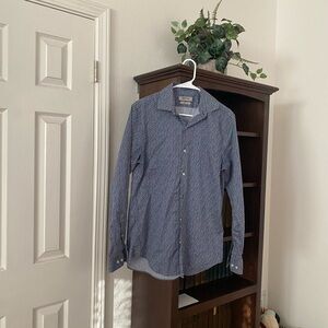 Kenneth Cole Reaction Navy Patterned Button Down Shirt